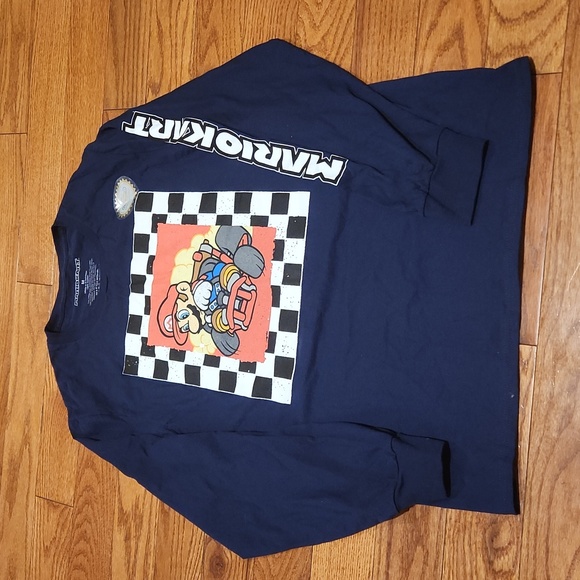 NWOT Mario Kart Long Sleeve Blue t-shirt, Medium - Picture 2 of 7